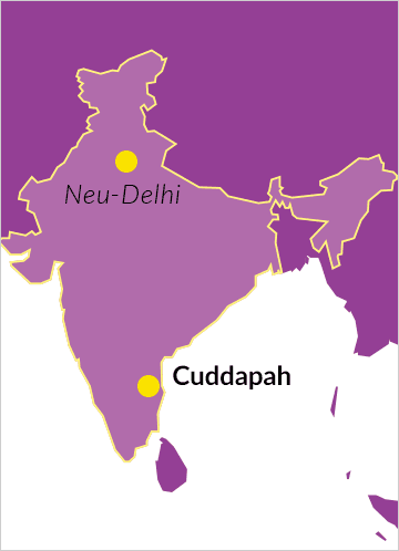 Karte von Indien mit Hinweis auf Cuddapah, im Bundesstaat Andhra Pradesh