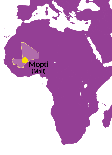 Karte von Afrika mit Hinweis auf Mopti (Mali)