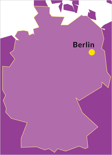 Landkarte von Deutschland mit Verweis auf die Hauptstadt Berlin