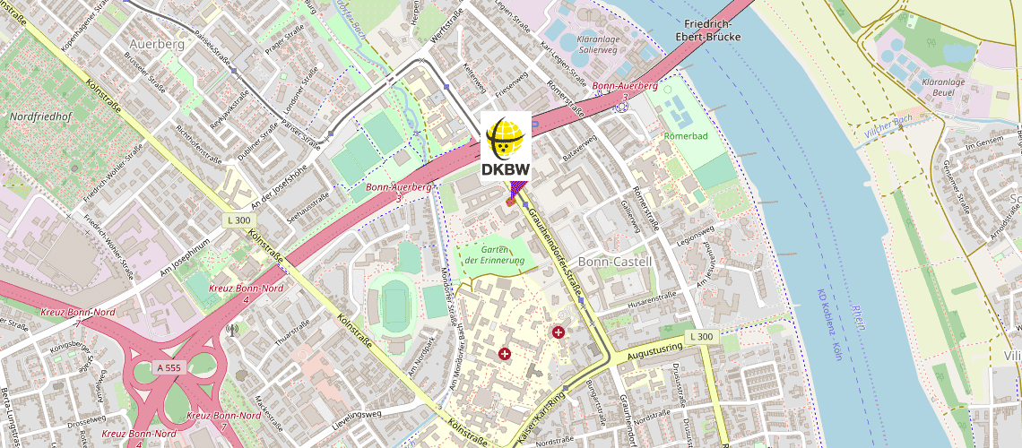 Karte von Bonn mit Verweis auf das DKBW