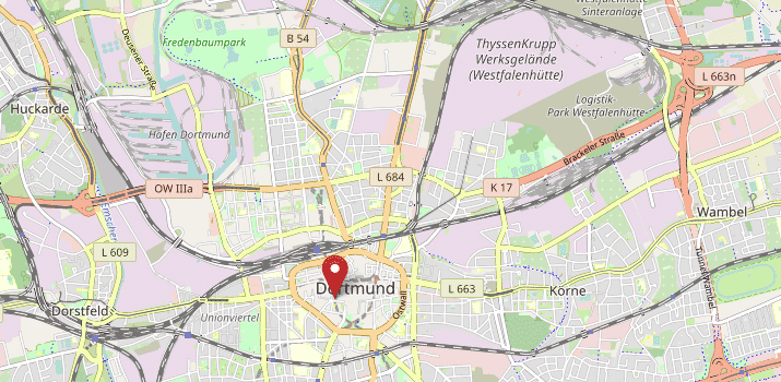 Karte von Dortmund mit Verweis auf die Adresse des Regionalwerks