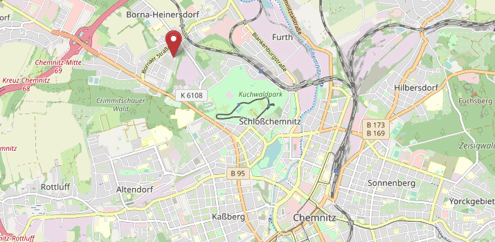 Karte von Chemnitz mit Verweis auf die Adresse des Regionalwerks