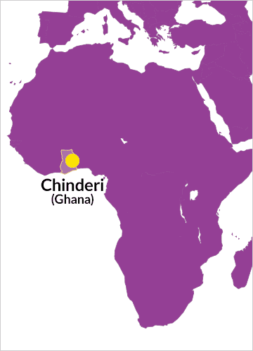 Landkarte von Ghana in Afrika mit Verweis auf Chinderi