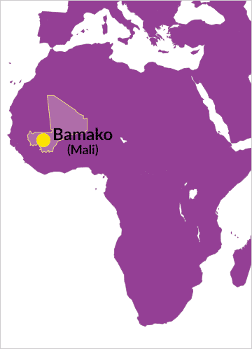 Karte von Mali mit Verweis auf die Stadt Bamako